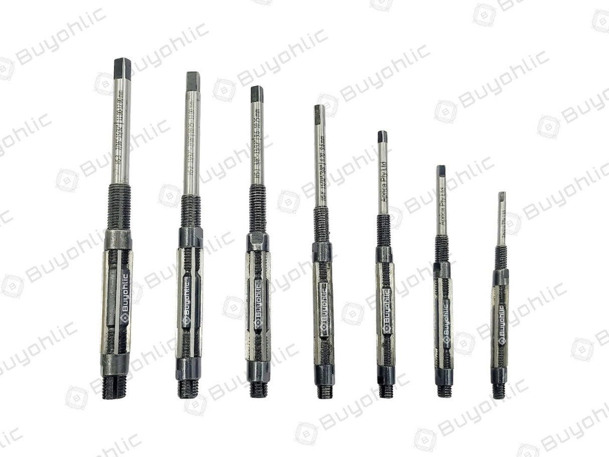 7 Pcs. Adjustable Hand Reamer Set II Covers 1/4" to 15/32" Reamer Sizes Range II Straight Flute