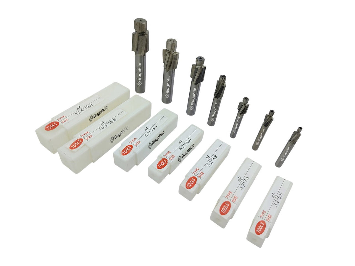 M3-M12 Slotting Counterbore End Mill Cutter Solid Slot 4 Flutes Countersink End Mill Drill Bit Set of 7 Pcs