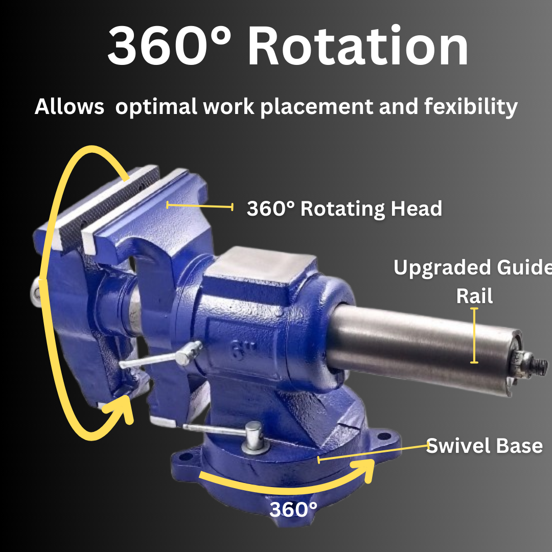 6" Heavy Duty Double Swivel 360° Rotating Bench Vise