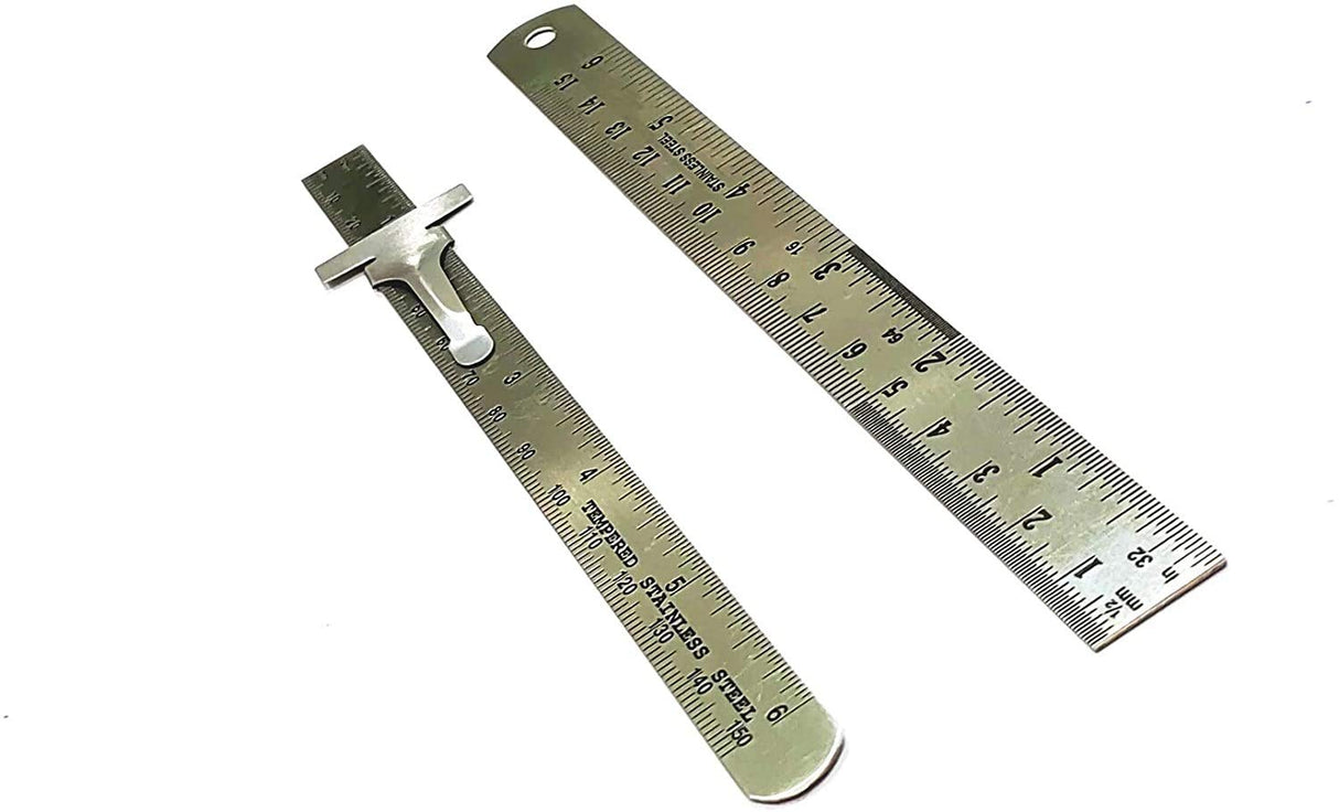 Stainless Steel Measuring Tool, Workshop Machine Tools (Set of 1 x 6" Rulers, 1 x 12" Ruler, 3 x Bore Gauges & 1x 6" Depth Gauge cum Ruler)