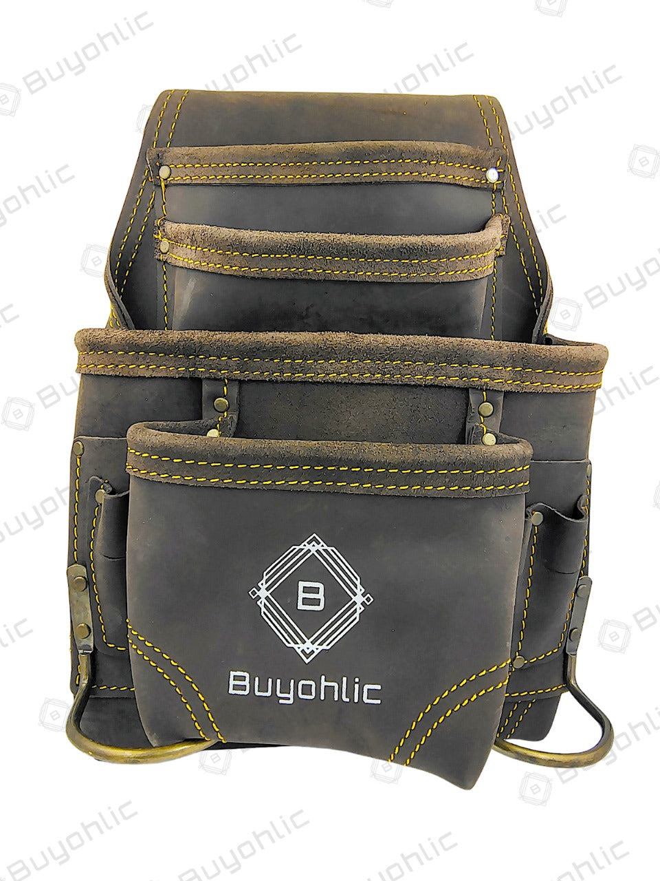 Heavy- Duty Leather Tool Pouch Bag for Drywall Contractors, Oil-Tanned Belt Pouches with Hammer Loop, Tool Organizer