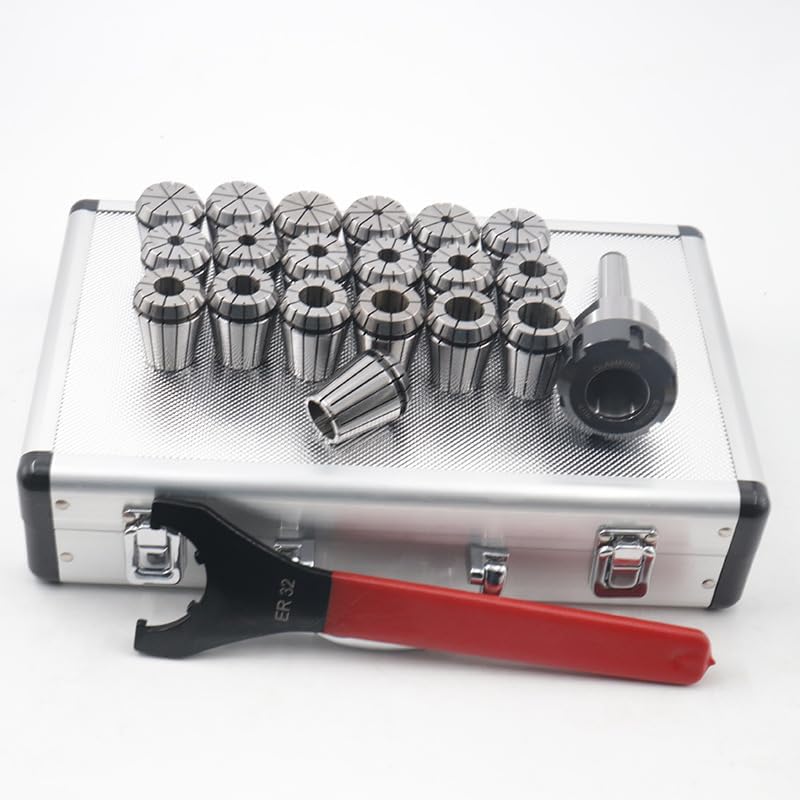 R8 Taper ER32 Collet Set Chuck Kit with 12 PCS Collets set CNC Processing Boring Milling Drilling Silk Attack Sculpture(0.0004'' Accuracy)