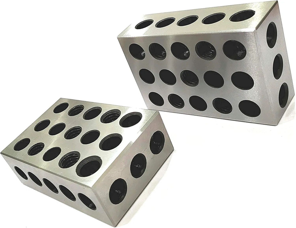 Tool Steel EN31 Deep Hardened Ultra Precision 1-2-3 Blocks (23 Holes) (1 Pair (2 Pcs))