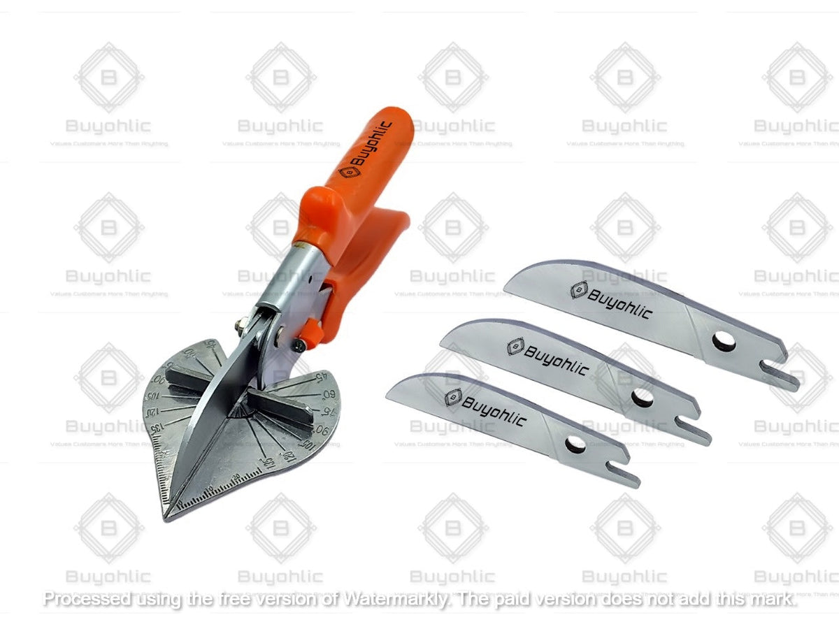 Multi Angle Miter Shears for Angular Cutting of Moulding and Trim, Adjustable at 45 To 135 Degree Angle Cutting Tool Including 3 Spare Blades