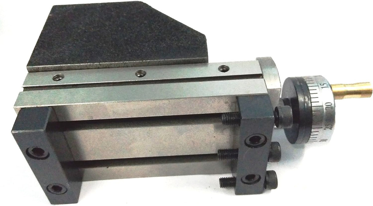 Side view of compact Lathe Milling Attachment installed on lathe