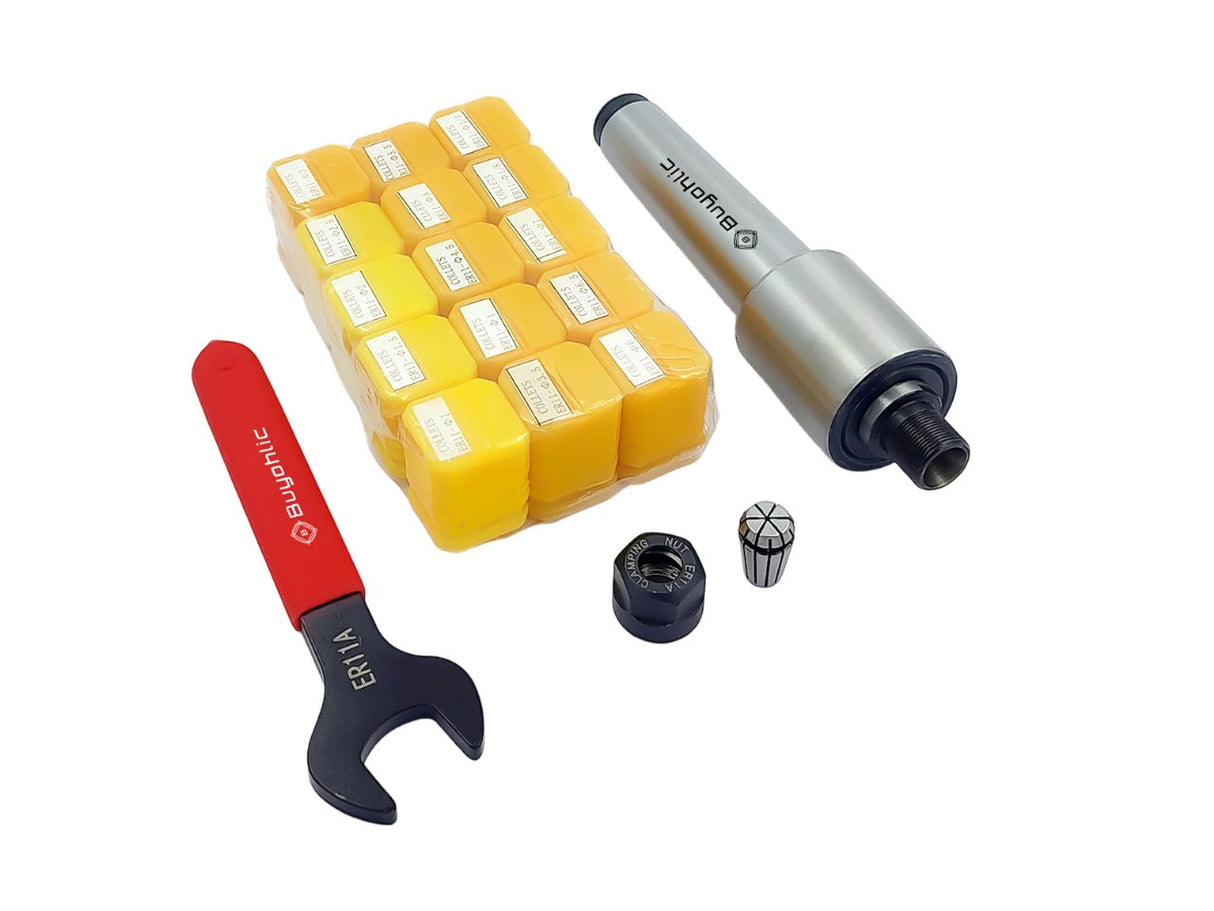 ER11 15 Pc Collet Set Range 1mm-1/8"Collet Live Revolving Center With Spanner