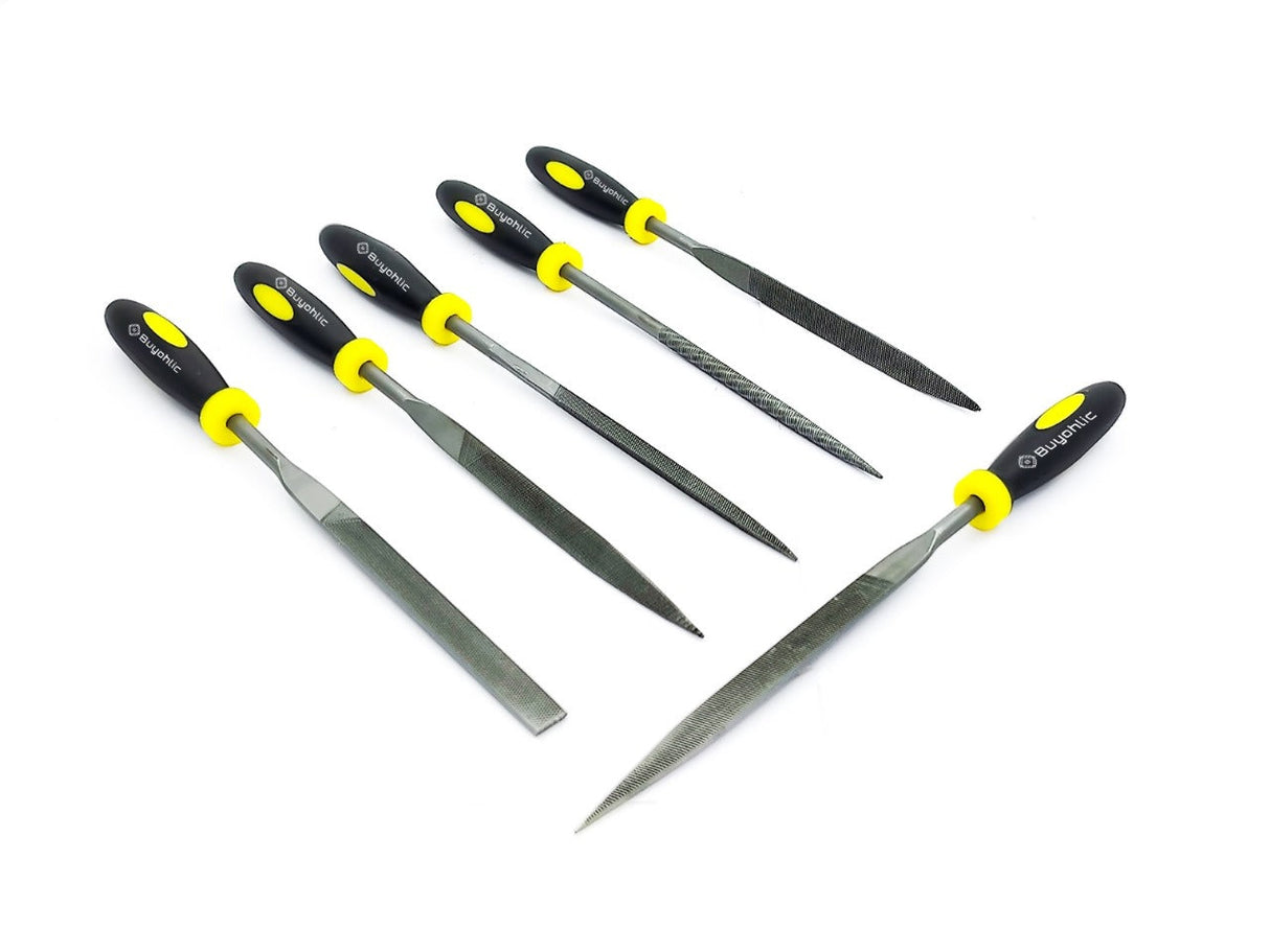 6-Pieces Needle File Set Hand Metal Files Flat Warding, Square, Triangular, Round, and Half-Round File.