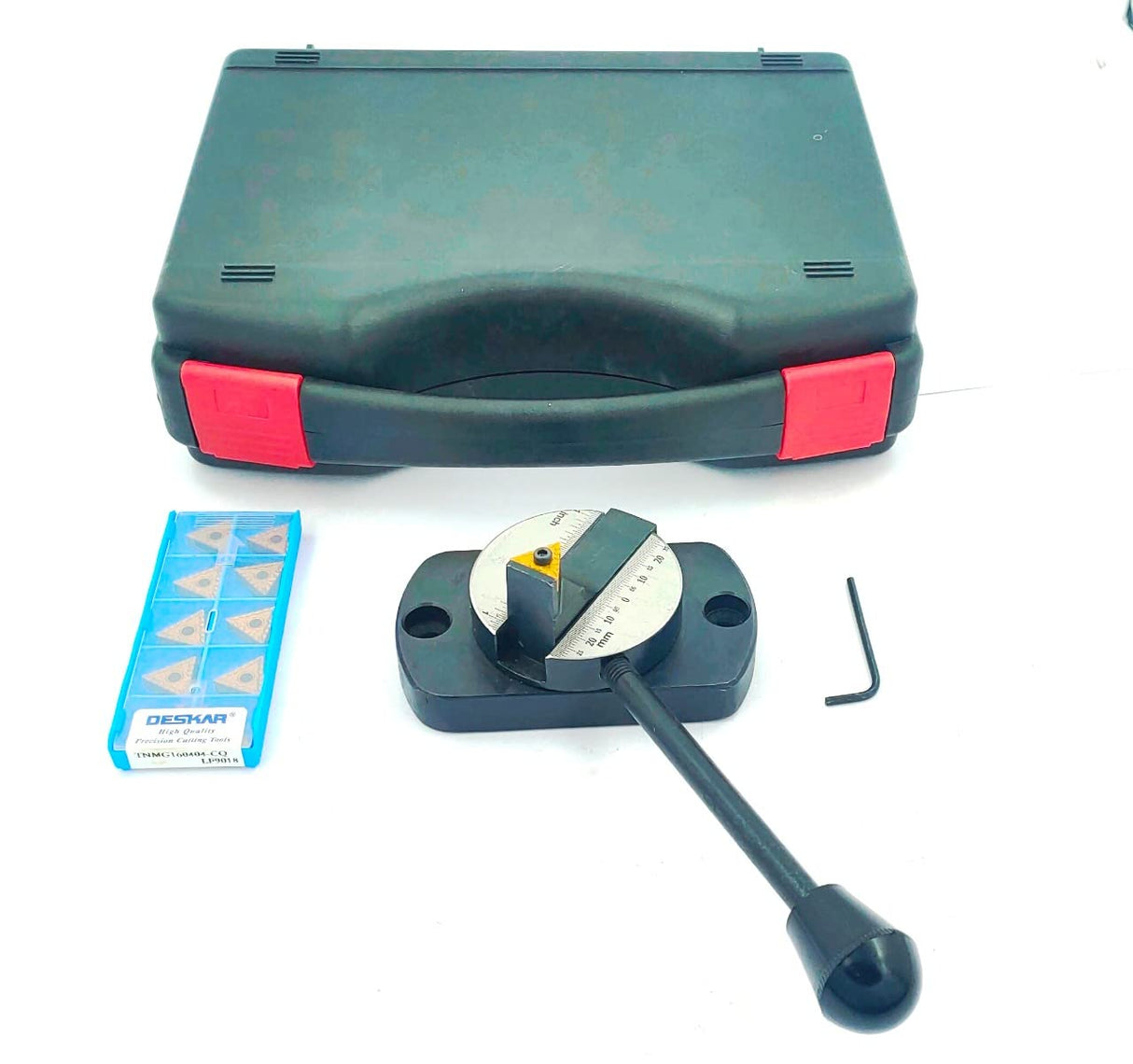 Lathe Oval Base Ball Turning Attachment with Graduation Scale with 10 x Spare Cutting Bit Box