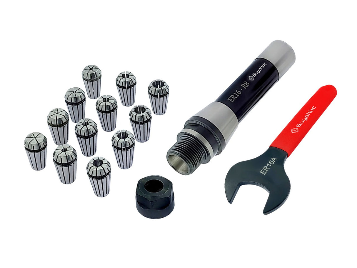 ER16 - 12 Pcs Collet Set Range1/32- 3/8" Milling Collet Adopter With Spanner