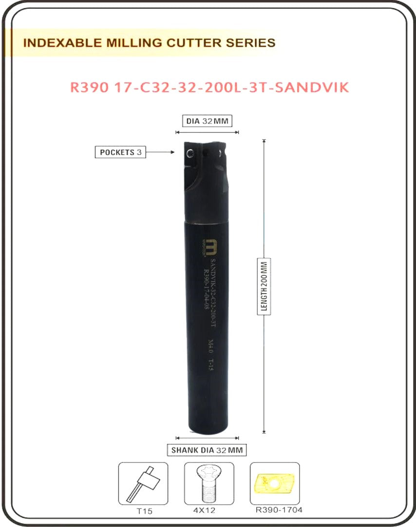 Indexable Insert Endmill 200 Length II 10 Pcs R3901704 Carbide Inserts Free
