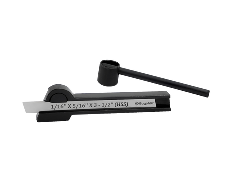 Straight shank lathe parting tool holder with HSS blade