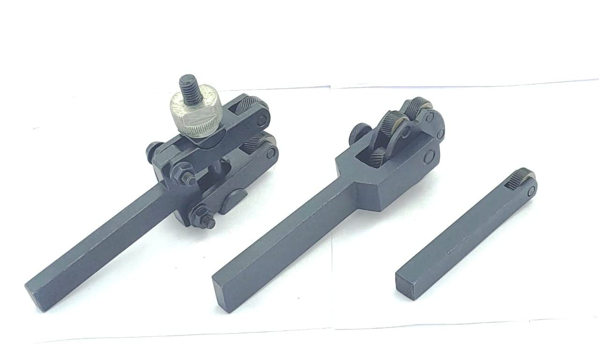 Complete knurling tool holder set for workshop lathes