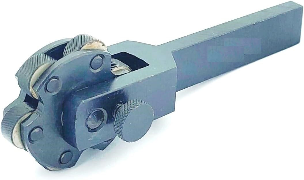 Rotating head knurling tool straight arm view