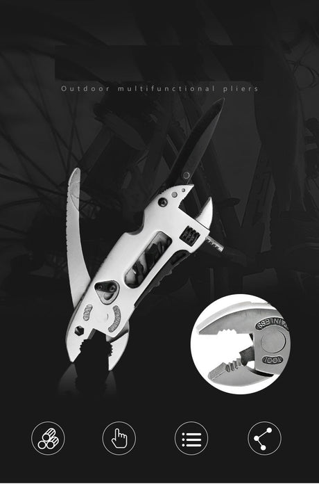 Buyohlic Multitool Wrench set 7 Tools/Pliers/Wire Cutter/Flat Screwdriver Adjustable Multi Purpose Stainless Steel Tool