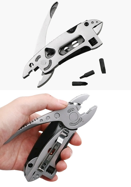 Buyohlic Multitool Wrench set 7 Tools/Pliers/Wire Cutter/Flat Screwdriver Adjustable Multi Purpose Stainless Steel Tool