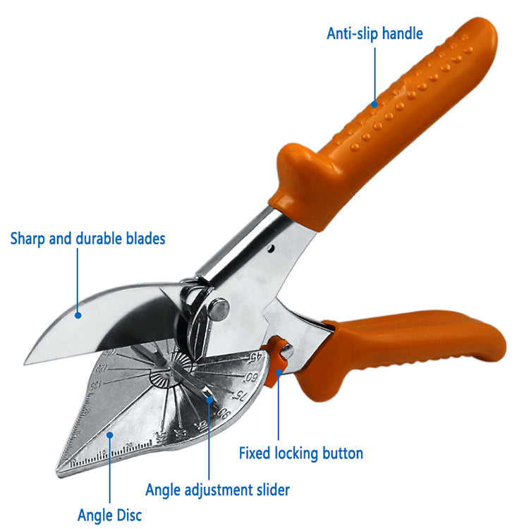 Multi Angle Miter Shears for Angular Cutting of Moulding and Trim, Adjustable at 45 To 135 Degree Angle Cutting Tool Including 3 Spare Blades