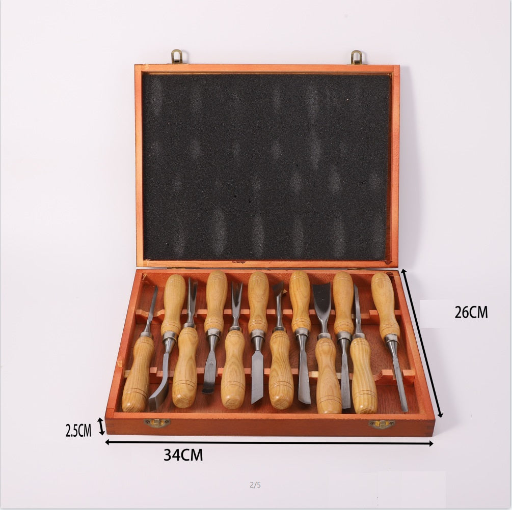 12-Pieces Woodworking Wood Chisel Set with Wooden Box Razor Sharp CR-V 60 Steel Blades