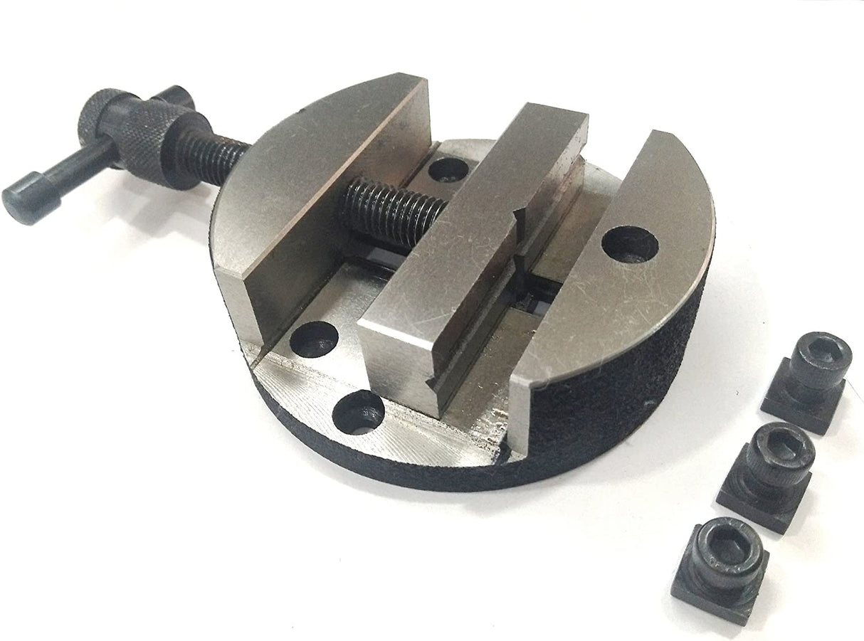 Round Vise Vice for 3" & 4" Rotary Table + 3 Fixing Tee Nut-Milling Tool