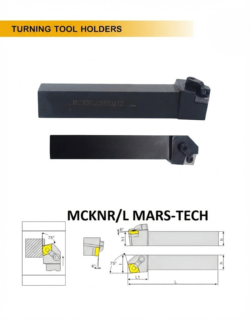 MCKNL / MCKNR Turning Holder for CNMG1204 Insert – 2020 & 2525 Shank, Left & Right Hand