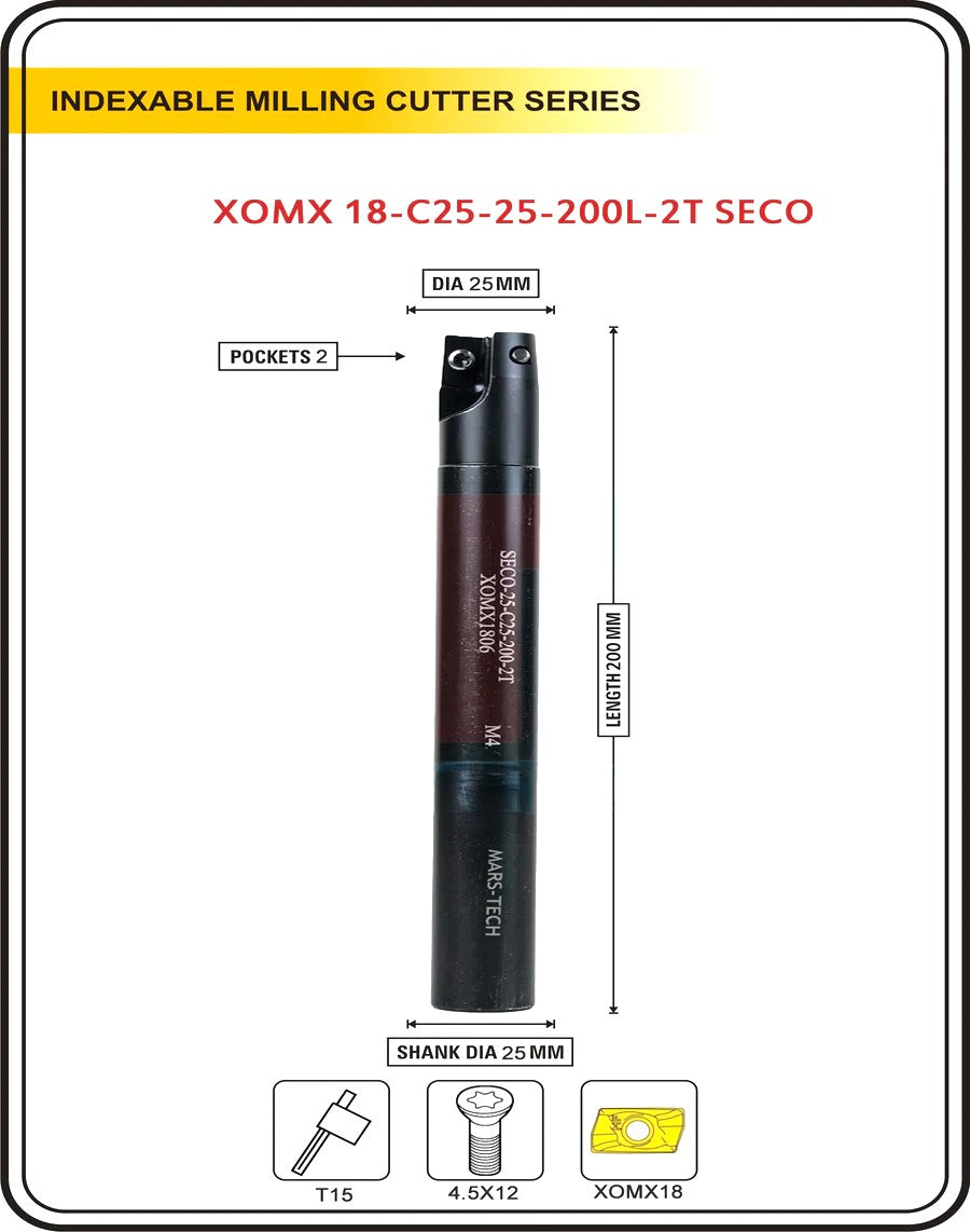 Indexable Insert Endmill 200 Length II 10 Pcs XOMX1804 Carbide Inserts Free