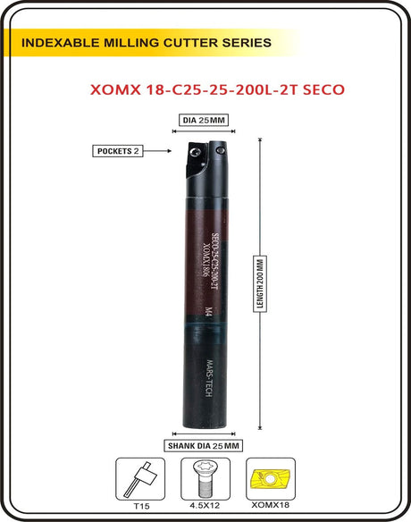 Indexable Insert Endmill 200 Length II 10 Pcs XOMX1804 Carbide Inserts Free