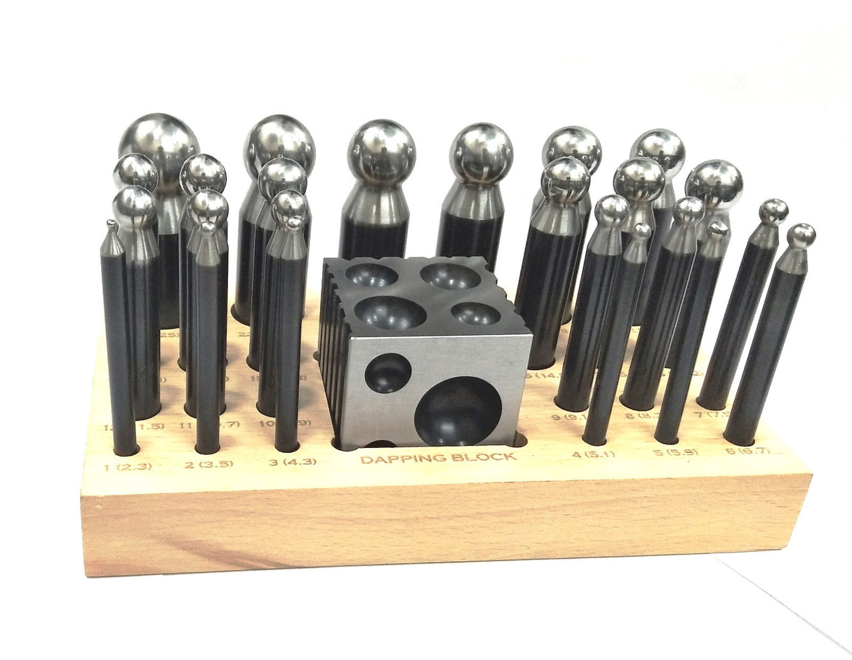 Precision Quality Steel Dapping Block Doming Die Punch Set of 24 Pcs Jewelry Making,Shaping Machine Tools