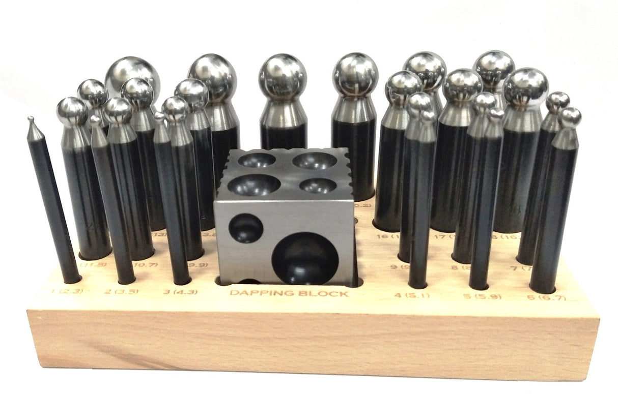 Precision Quality Steel Dapping Block Doming Die Punch Set of 24 Pcs Jewelry Making,Shaping Machine Tools