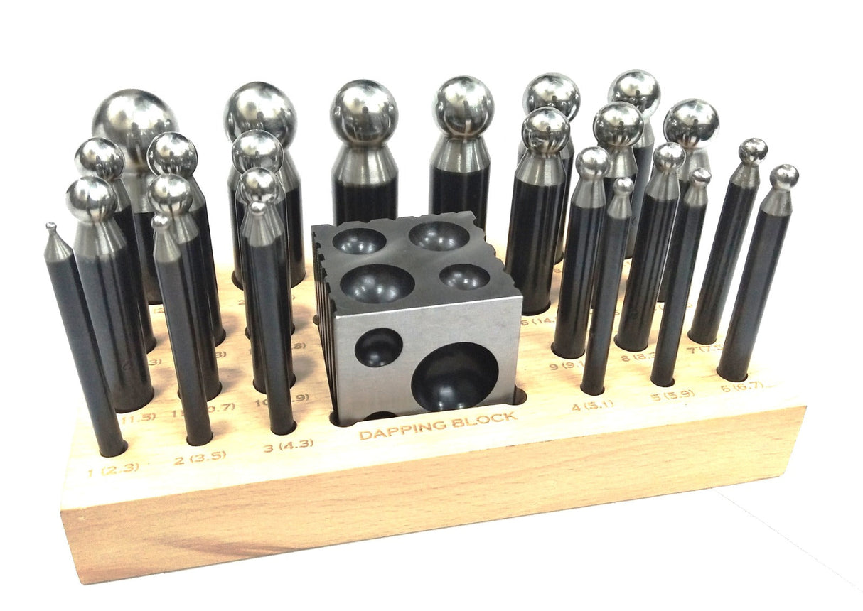 Precision Quality Steel Dapping Block Doming Die Punch Set of 24 Pcs Jewelry Making,Shaping Machine Tools