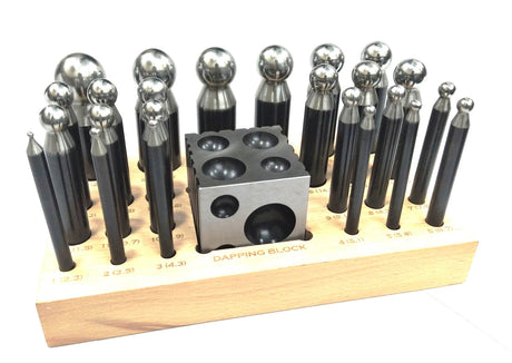 Precision Quality Steel Dapping Block Doming Die Punch Set of 24 Pcs Jewelry Making,Shaping Machine Tools