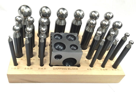 Precision Quality Steel Dapping Block Doming Die Punch Set of 24 Pcs Jewelry Making,Shaping Machine Tools
