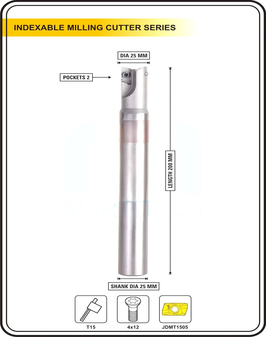 Indexable Insert Endmill 25MM II 2 Pocket II 10 Pcs JDMT1505 Carbide Inserts Free