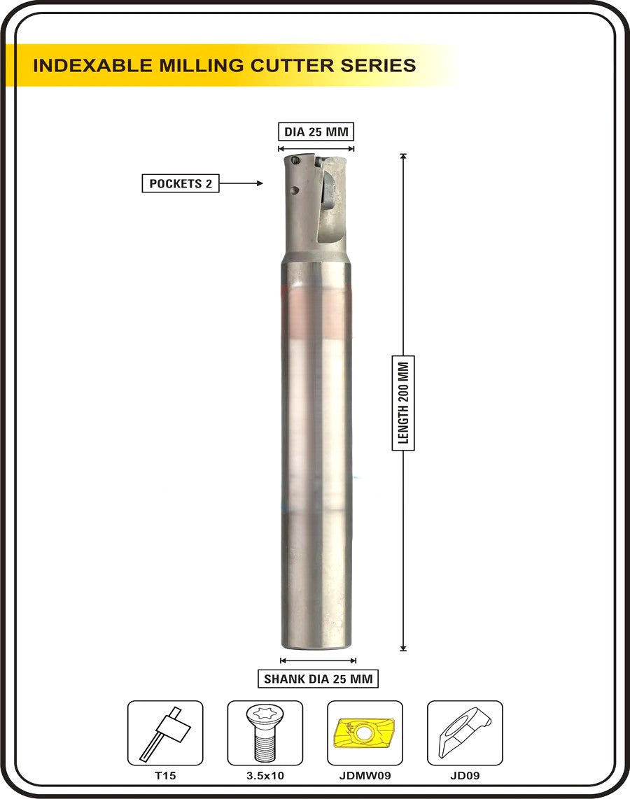 Indexable Insert Endmill 25MM II 2 Pocket II 10 Pcs JDMW09 Carbide Inserts Free