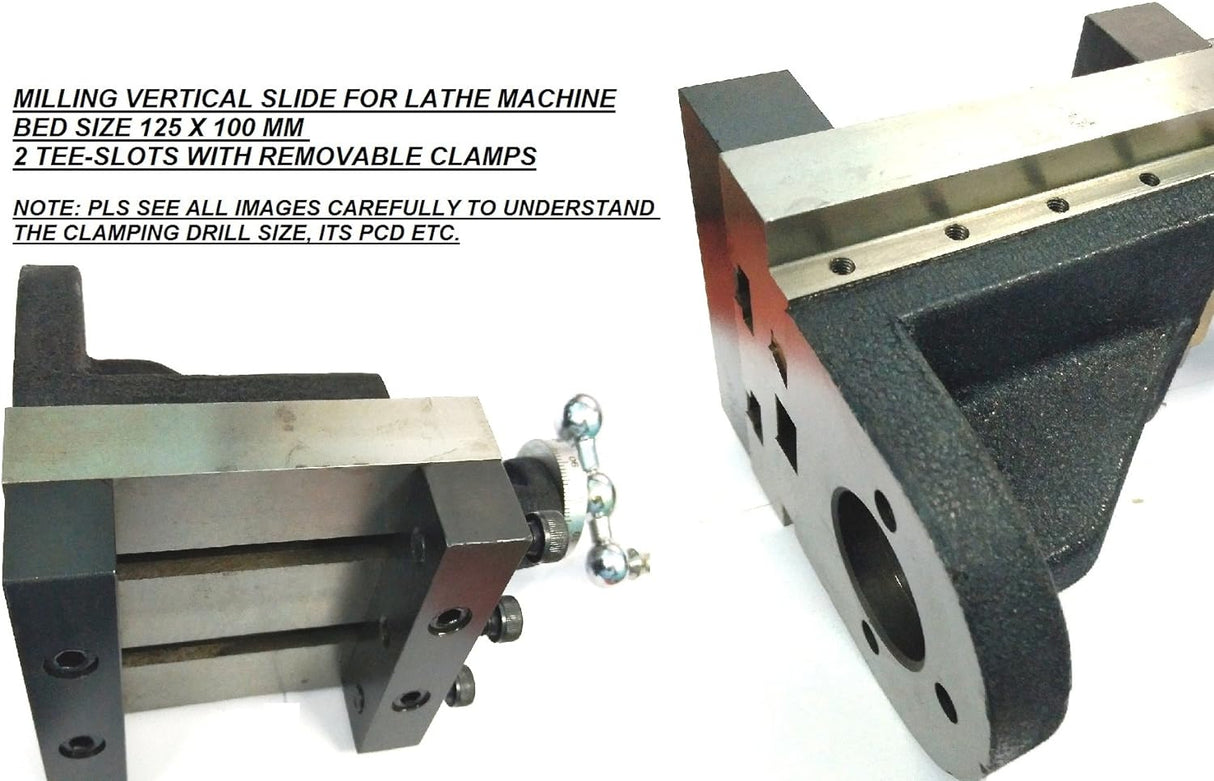 Lathe Vertical Milling Slide 4" x 5" Inches (100 x 125 mm) Fixed Base With Clamp 2 Slots