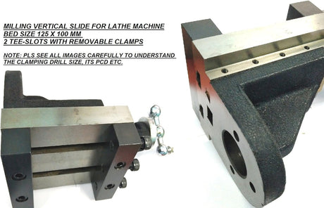 Lathe Vertical Milling Slide 4" x 5" Inches (100 x 125 mm) Fixed Base With Clamp 2 Slots