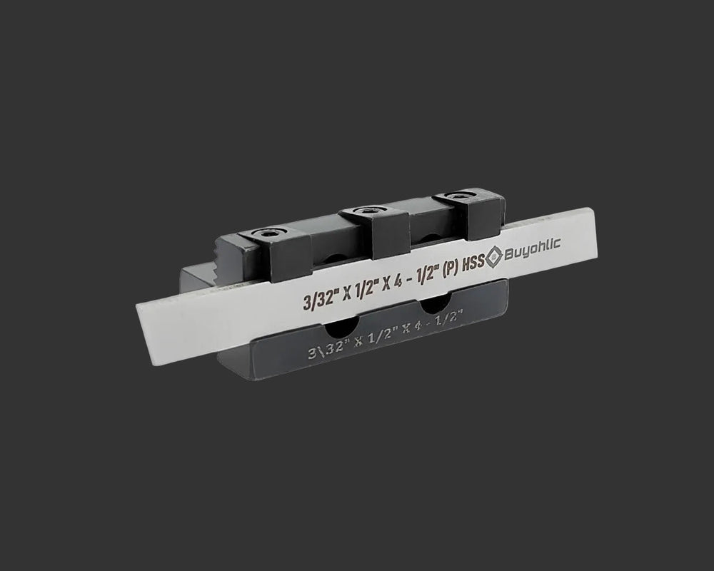 Lathe cut off tool holder with adjustable blade