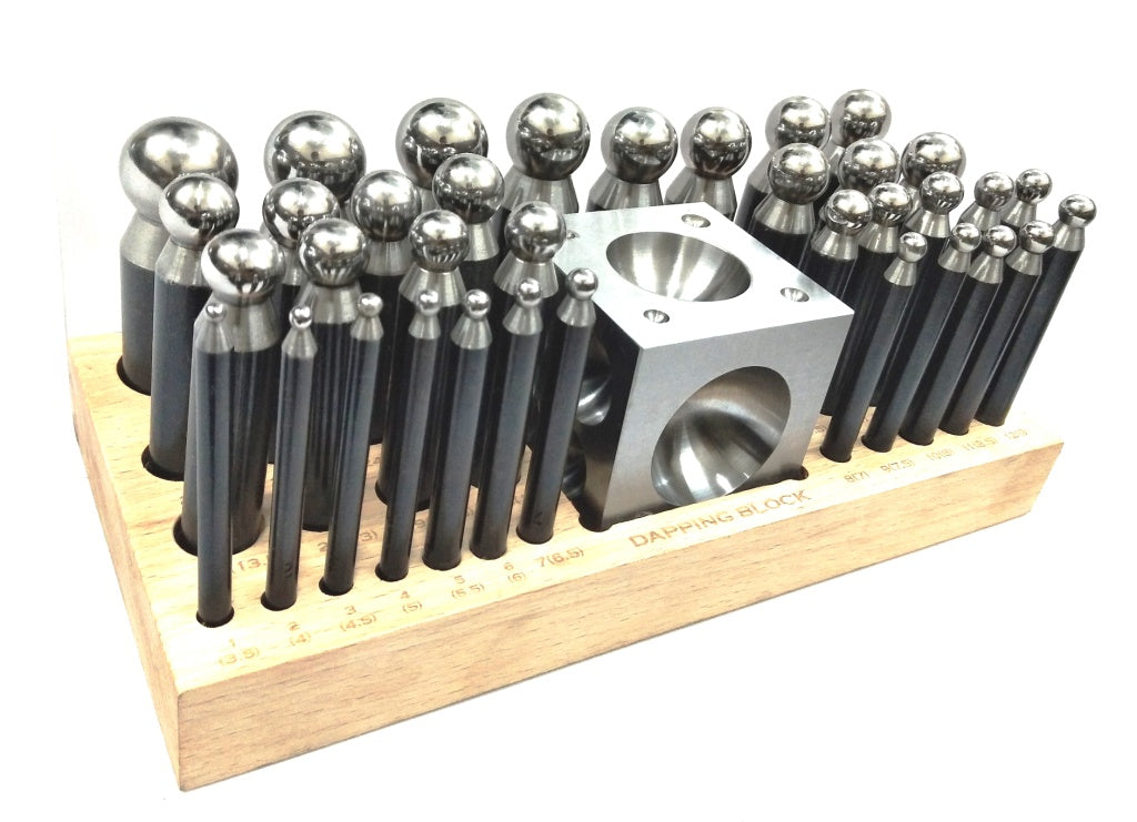 Precision Steel Dapping Block Doming Die Punch Jumbo Set of 37 Pcs- Jewelry Making,Shaping