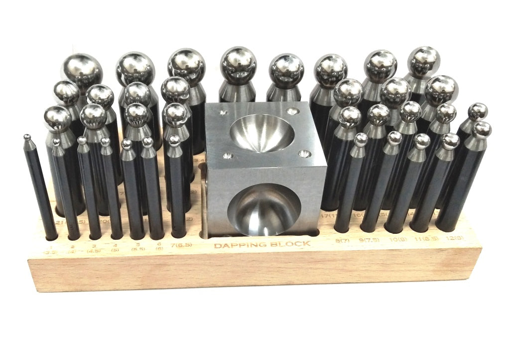Precision Steel Dapping Block Doming Die Punch Jumbo Set of 37 Pcs- Jewelry Making,Shaping