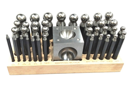 Precision Steel Dapping Block Doming Die Punch Jumbo Set of 37 Pcs- Jewelry Making,Shaping