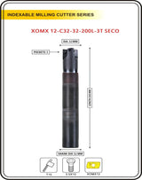 Diameter 32 mm I Shank 25 mm ~ Indexable Insert Endmill 200 Length II 10 Pcs XOMX1204 Carbide Inserts Free