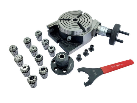 4" | 100mm 3 slot Rotary table with ER Adopter & T-nuts with Spanner