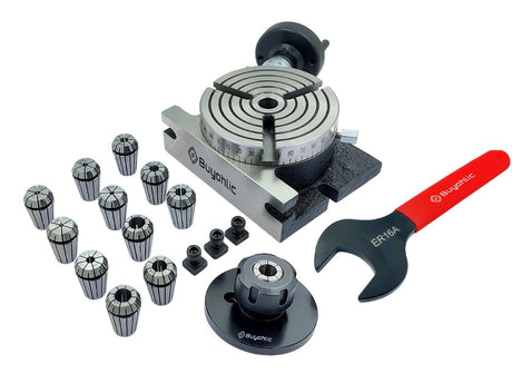 4" | 100mm 3 slot Rotary table with ER Adopter & T-nuts with Spanner
