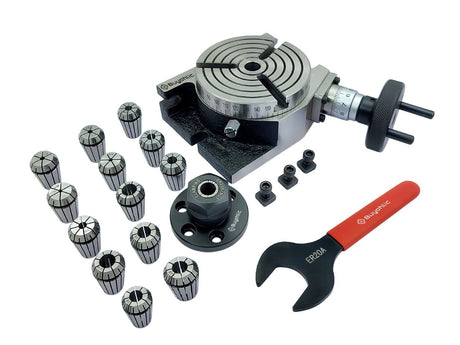 4" | 100mm 3 slot Rotary table with ER Adopter & T-nuts with Spanner