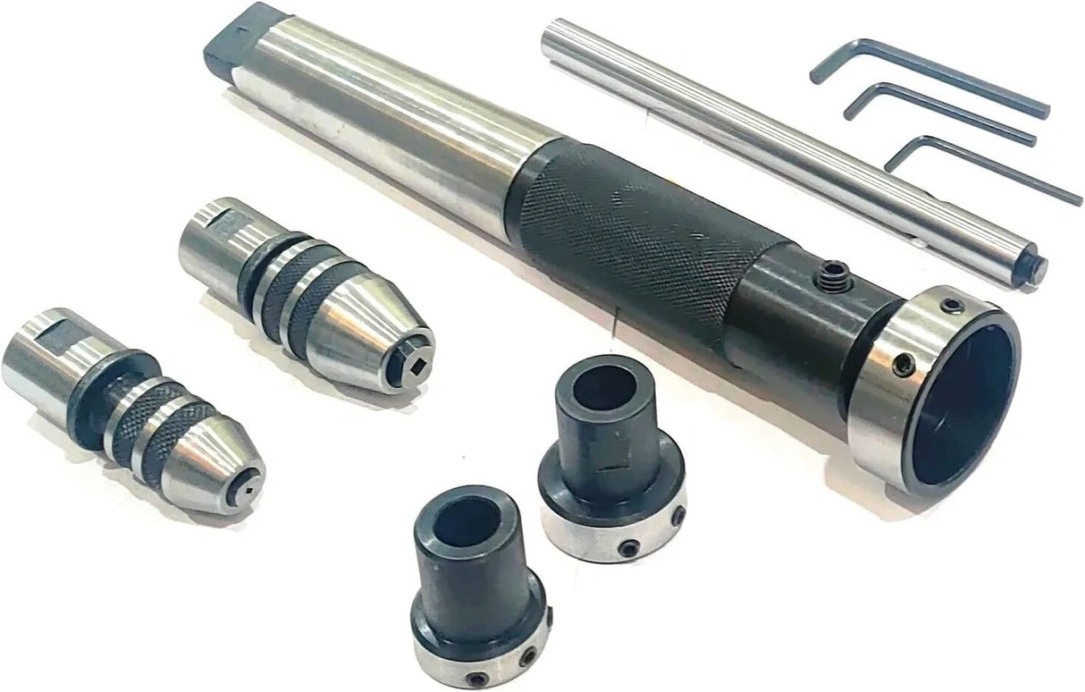 Tapping, reaming and threading die holder set for lathe tailstock with Plastic Box
