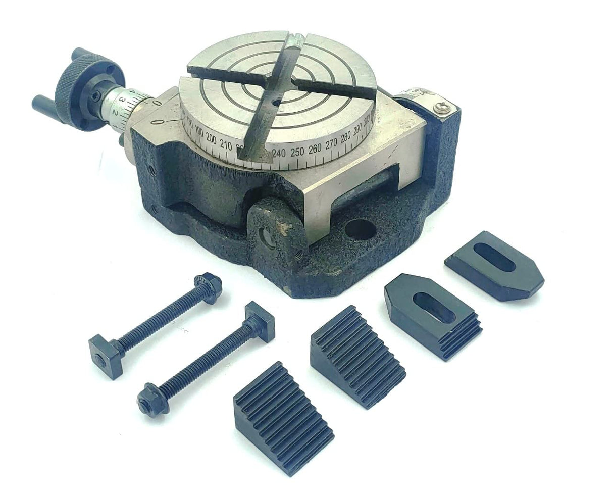Horizontal Vertical 4" Inch II 100 mm Rotary Milling Indexing Table with M6 Clamp Kit