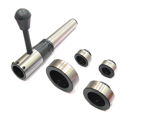 Threading setup using lathe tailstock die holder on bench lathe