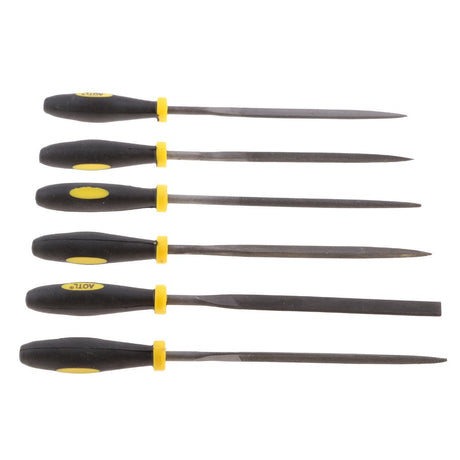 6-Pieces Needle File Set Hand Metal Files Flat Warding, Square, Triangular, Round, and Half-Round File.