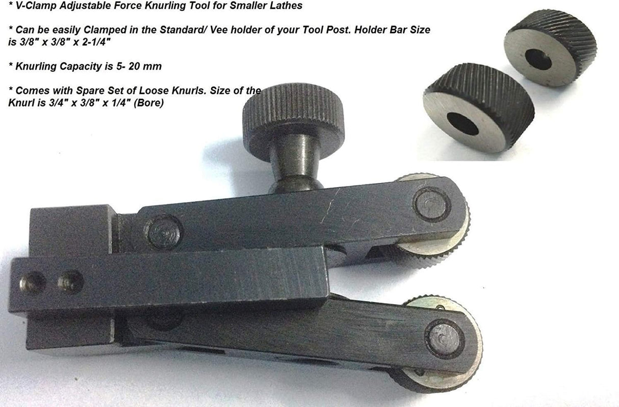 Knurling tool holder side view showing adjustment mechanism