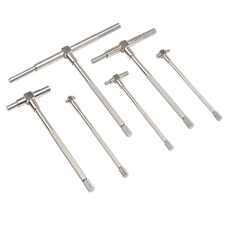 5/16'' to  6'' Telescoping Gage Set of 6 pcs T-Bore Hole Gauges Satin Chrome Finished