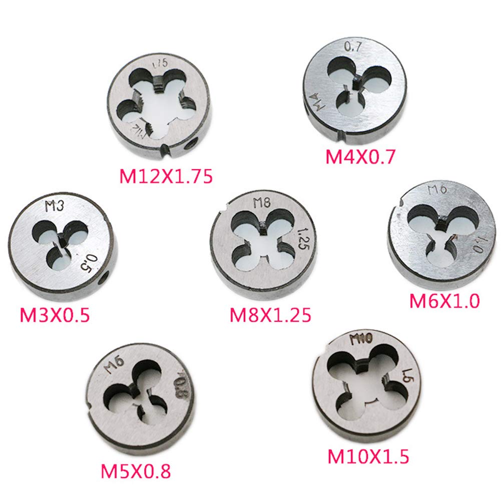 Set of 8 Pcs Metric Die Set & Adjustable Wrench Holder with M3-M12 Dies