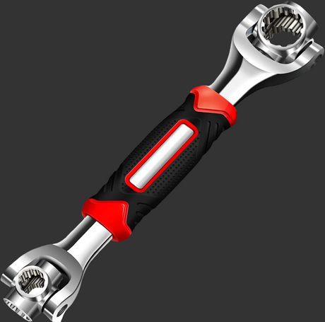 48 in 1 Socket Wrench, Stainless Steel Multi Function Wrench Tool with 360 Degree Rotating Head, Universal Wrench with Rubber Handle
